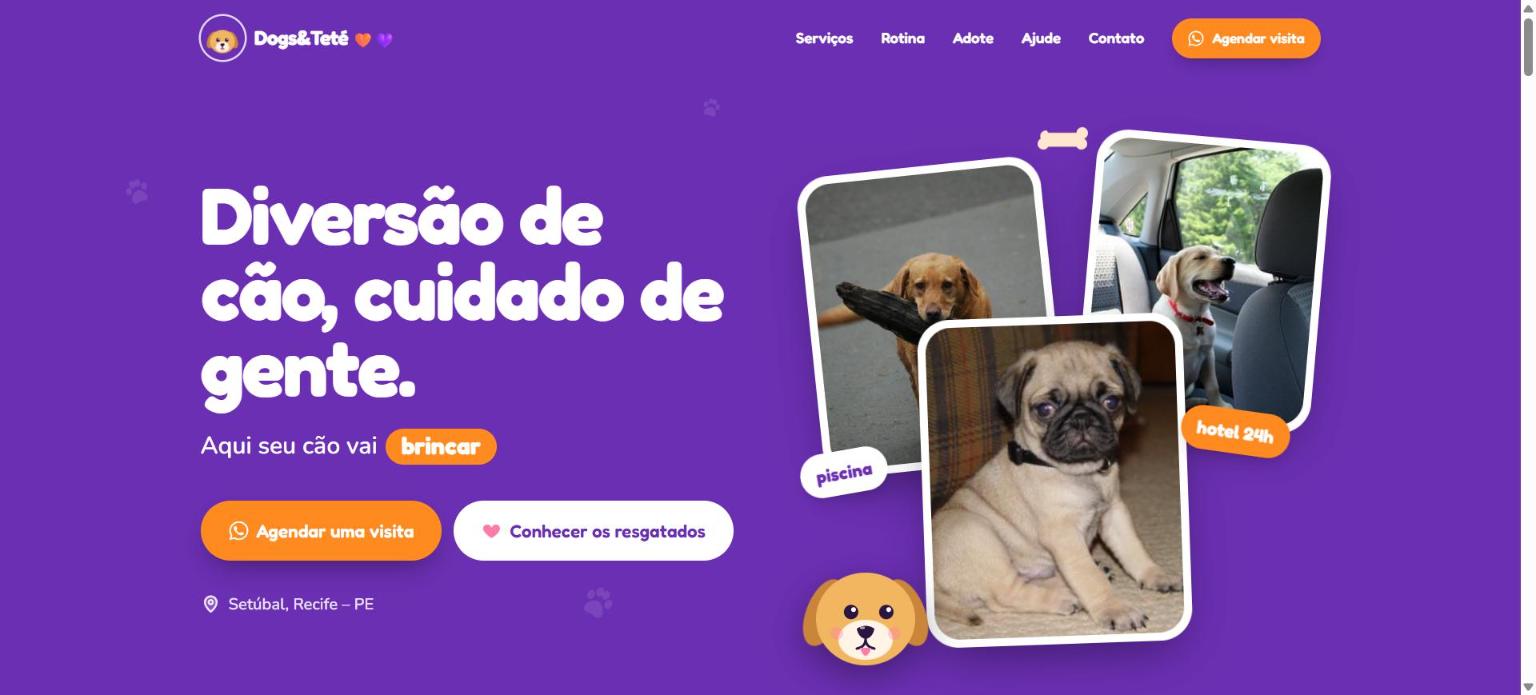 Página inicial do site Dogs&Teté